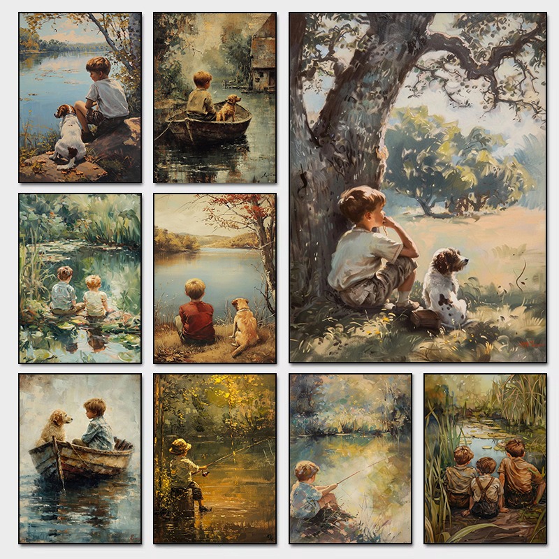 Outdoor Adventure For Kids - Vintage Boys Room Art Poster Boy