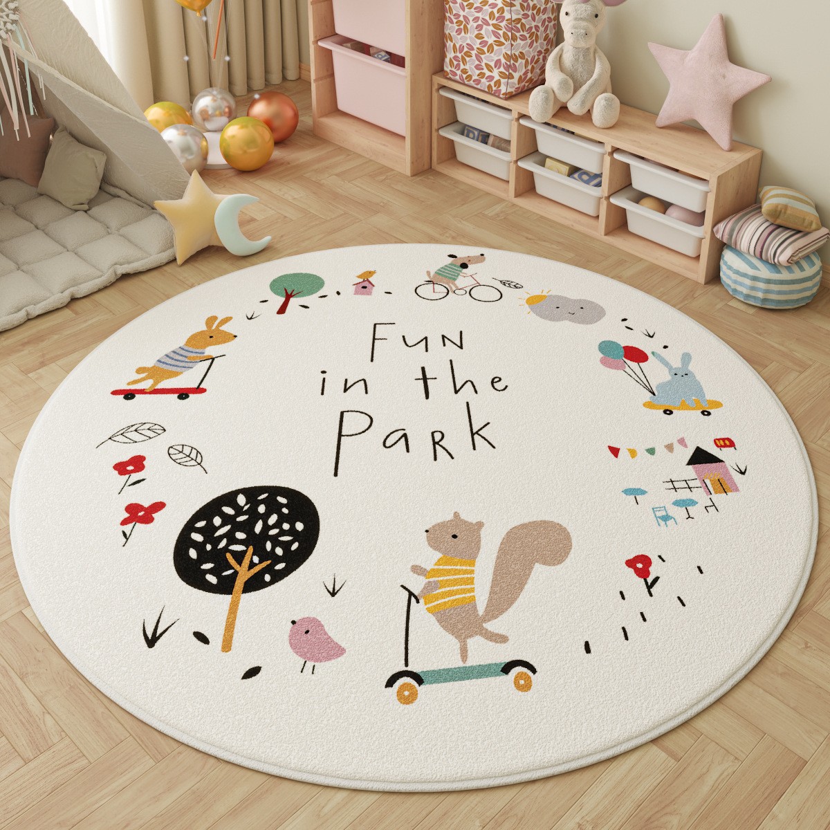 Fun in the Park Kids Round Rug - Outdoor Adventure For Kids ulasan dan harga